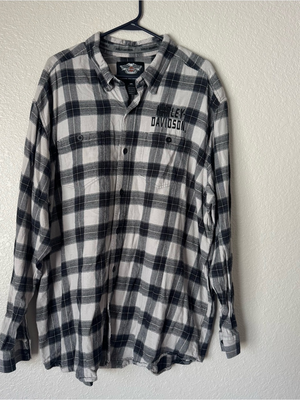 Harley-Davidson Black & White Plaid Button-Down Shirt